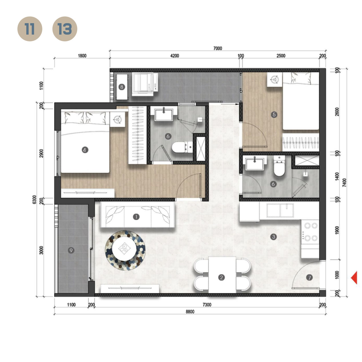 mat bang can ho honas residence 11